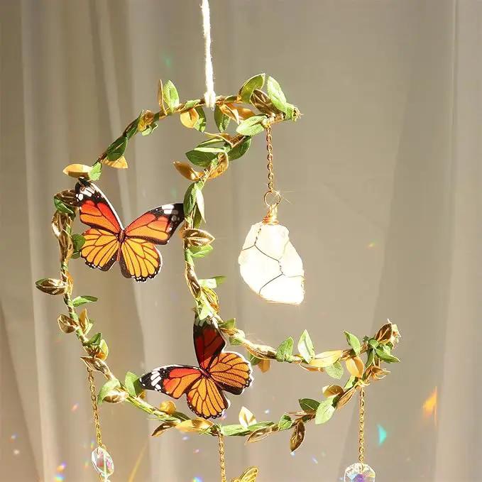 Suncatcher - Moon Crystal Sun Catcher Window Hanging, White Stone Good Luck Charms Gifts for Women Chrismas Thanksgiving Birthday Crystal by GreenHaven Gardens