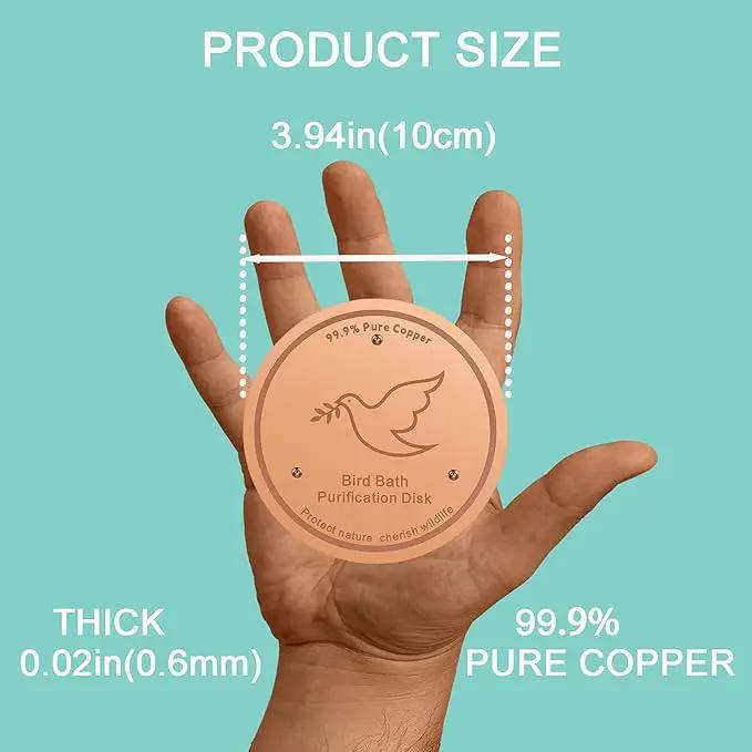 1Pack Bird Bath Copper Purification Disk | 0.6mm Reinforced 99.9% Pure Copper | Universal Fit for Outdoor Birdbaths(Birdbath Copper 1 Pack) by GreenHaven Gardens