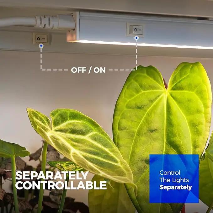 Barrina Grow Lights for Indoor Plants Full Spectrum, 2ft 40W (4 x 10W), T5 Plant Lights for Indoor Plants, Greenhouse, Plug and Play, Yellow, 4-Pack by GreenHaven Gardens