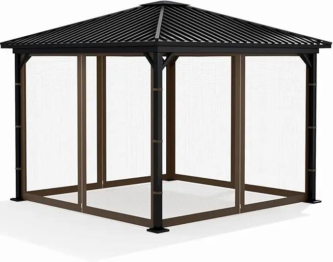 Gazebo Replacement Netting Screen Mosquito Net Screen Walls for 10 x 10 ft Outdoor Gazebo Canopy, 4-Panel with Double Zippers for Outdoor Patio (Only Netting) by GreenHaven Gardens