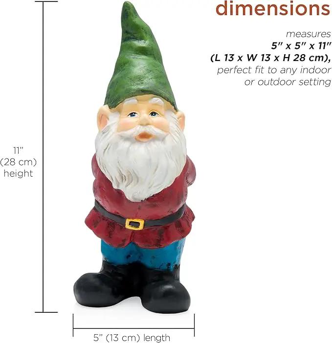 Alpine Corporation 11" Tall Classic Outdoor Garden Gnome Yard Statue Decoration by GreenHaven Gardens