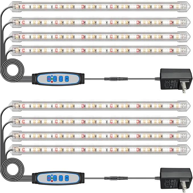 Plant Grow Light Strips, 240 LEDs Grow Lights for Indoor Plants Full Spectrum with Upgrade Timer 6/12/16 Hrs, 3 Spectrum Modes, Sunlike Grow Lamp for Seedlings Hydroponics Succulent, 2 Pack by GreenHaven Gardens