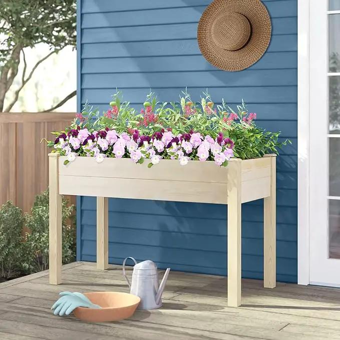 Crownland Outdoor 4 ft Stand-up Raised Garden Bed Wooden Garden Box for Backyard, Vegetables Herbs Flowers Planter, Suitable Elevated by GreenHaven Gardens