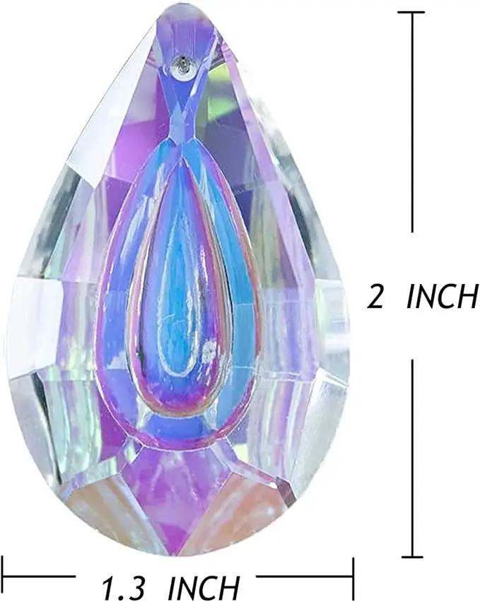 HDCRYSTALGIFTS Suncatcher Crystal 50mm AB Loquat Shape Chandelier Parts Drops Prisms Hanging Pendants 50mm,Pack of 12 by GreenHaven Gardens