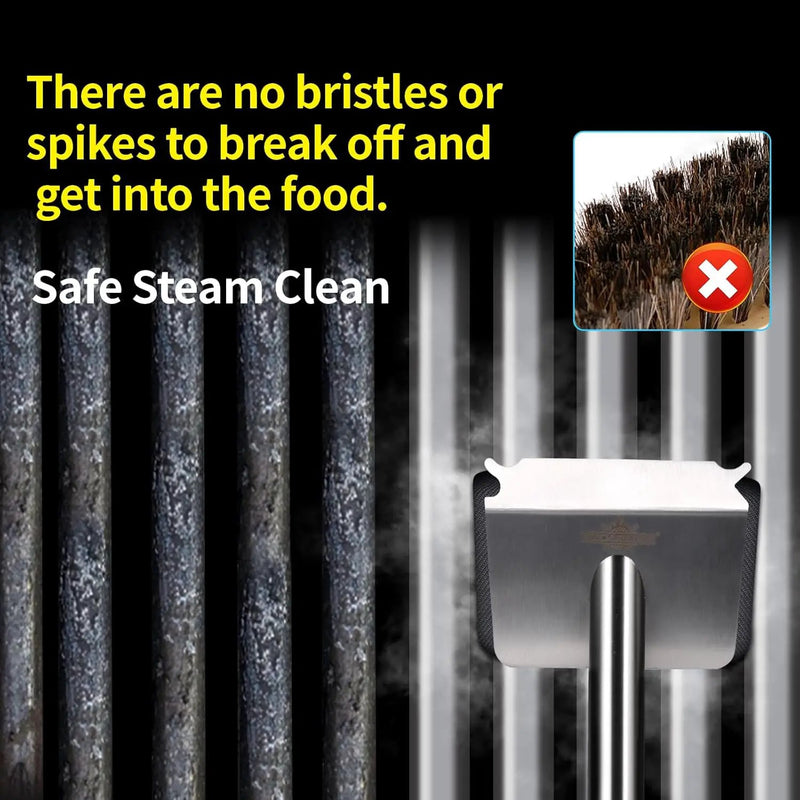 Steam Grill Brush Bristle Free,[Ultra Safe & Efficient] Grill Cleaner for Outdoor Grill,BBQ Replaceable Scraper Cleaning Head,Grill Brush BBQ Accessories,Gifts for Men/Dad by GreenHaven Gardens