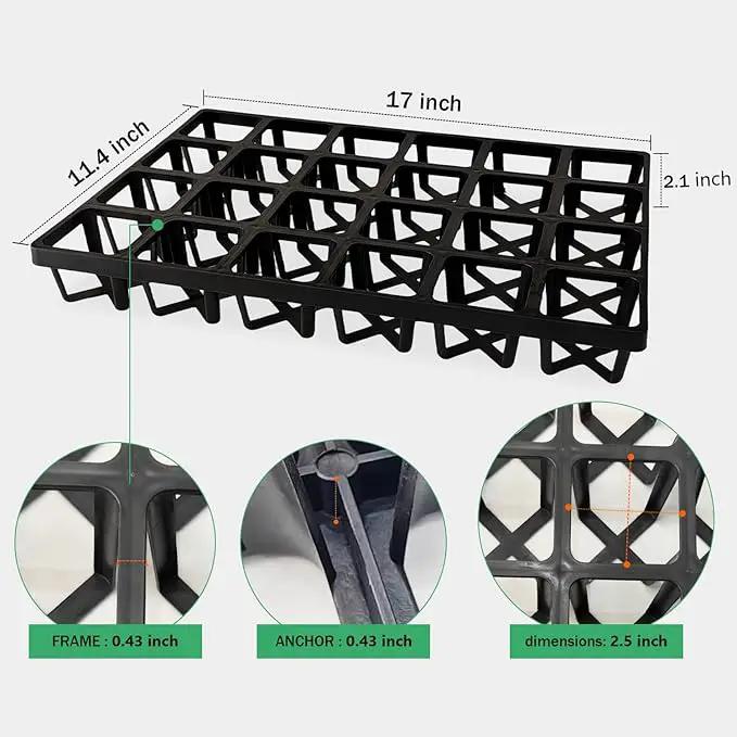 Square Nursery Pot Tray with 24 Cells, 5 Pack Plant Trays for Pots, Flower Pot Moving Tray, Plastic Planting Tray for Carrying Small Plant Pots(120 Cells in Total by GreenHaven Gardens