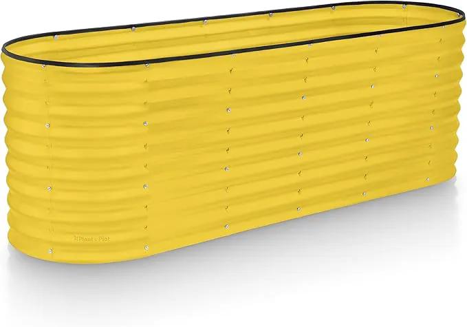 Galvanized Raised Garden Beds Outdoor // 6×2×2 ft Planter Raised Beds for Gardening, Vegetables, Flowers // Large Metal Garden Box (Yellow) // Patented Tool-Free Design by GreenHaven Gardens