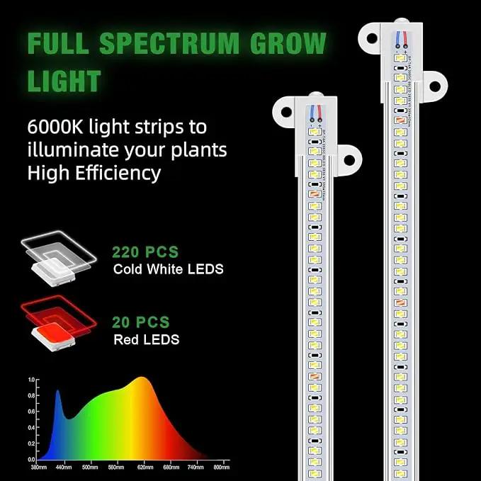 Wiaxulay LED Plant Grow Light Strips, 6000K Full Spectrum Grow Lights for Indoor Plants, Sunlike Growing Lamp with 6/12/16H Timer, 5 Dimmable Levels for Hydroponics Succulent, Plant Shelf, 2 Pack by GreenHaven Gardens