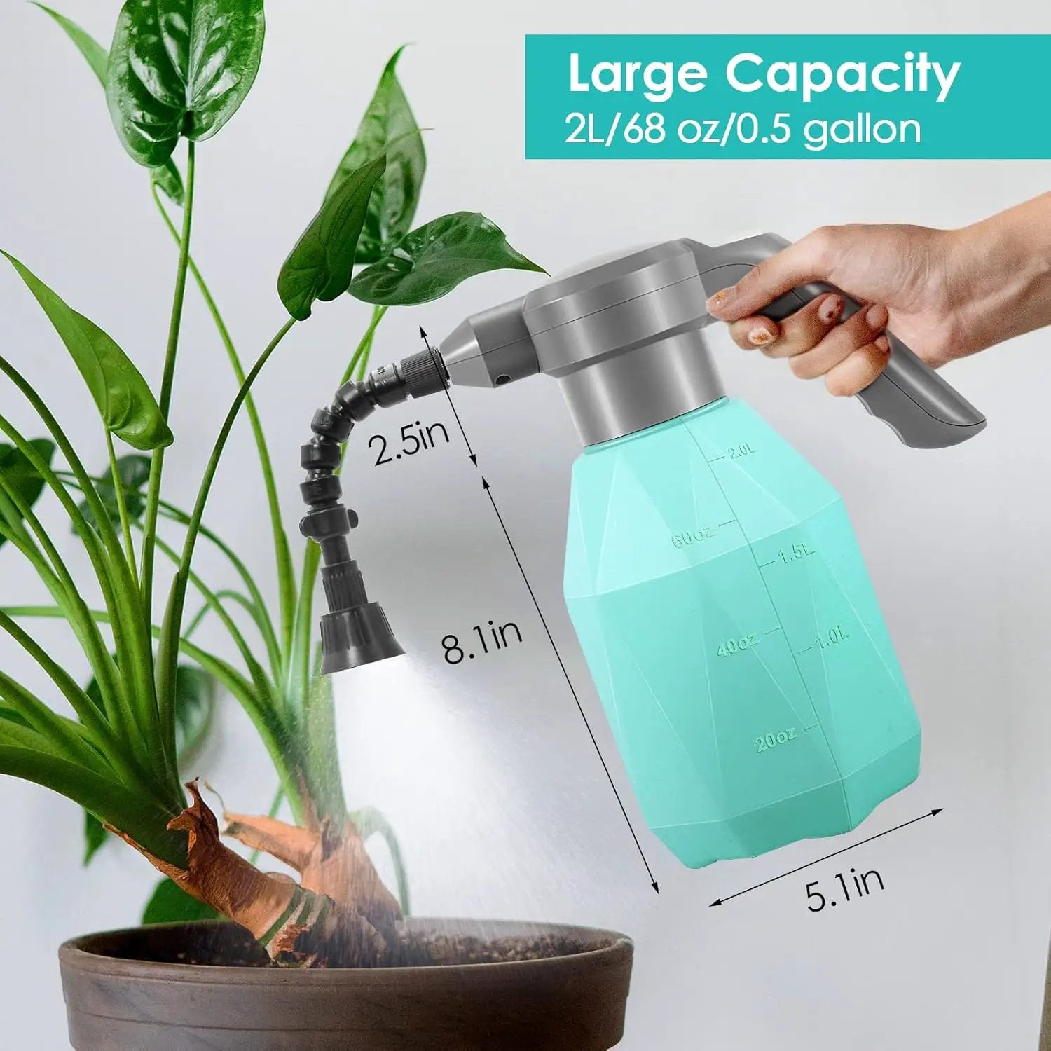 0.5 Gallon Electric Spray Bottle Plant Mister for Indoor/Outdoor Plants, 2L Automatic Watering Can Rechargeable Battery Powered Sprayer with Adjustable Spout for Garden, Fertilizing, Cleaning by GreenHaven Gardens