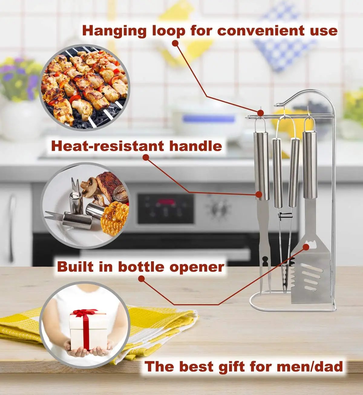 ROMANTICIST 20pcs Heavy Duty BBQ Grill Tool Set in Case - The Very Best Grill Gift for Father's Day and Christmas - Professional BBQ Accessories Set for Outdoor Cooking Camping Grilling Smoking by GreenHaven Gardens