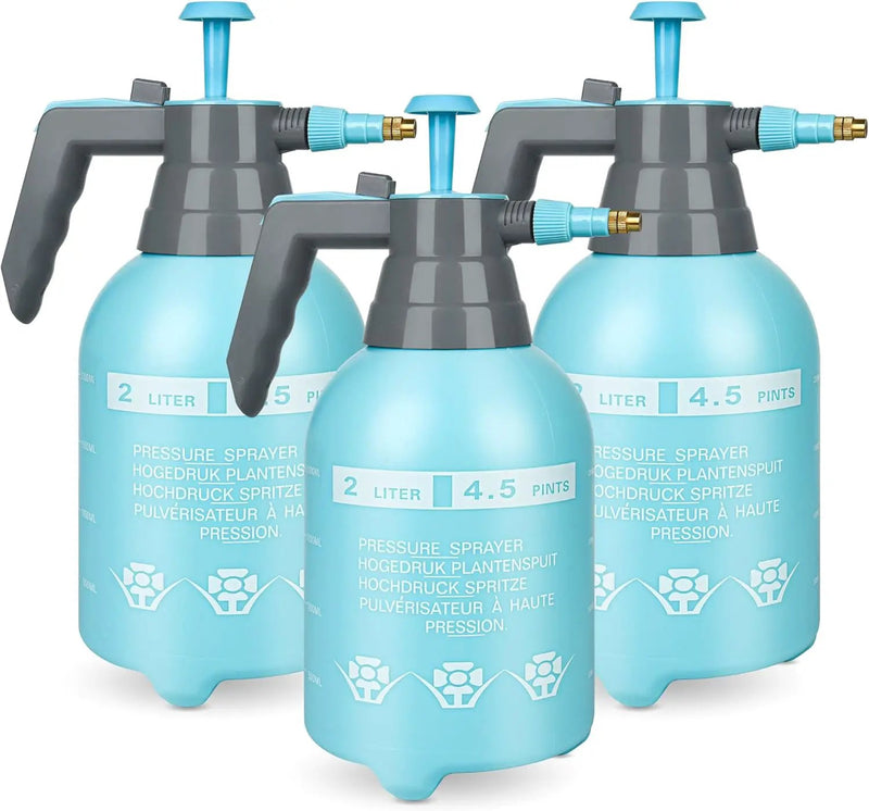 3 Pcs 1/2 Gallon Plastic Handheld Pump Sprayer – Garden Pressure Sprayer Bottle with Adjustable Nozzle for Plants, Cleaning, Household Tasks –Blue by GreenHaven Gardens