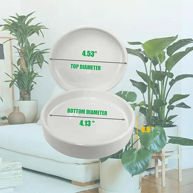 Plant Saucer Pot Tray Planter Saucers 4 Pack 4 5 6 7 8 9 10 11 12 13 Inch for Indoors Outdoor, Durable Sturdy Ceramic Flower Drainage drip Water Tray for Glazed Pots Base (4.7 Inch-White) by GreenHaven Gardens