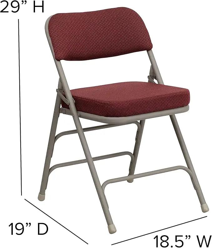 Flash Furniture Hercules Series Metal Folding Chairs with Cushioned Seat, Fabric Upholstered Event Chairs with 300-lb. Static Weight Capacity, Set of 2, Burgundy by GreenHaven Gardens