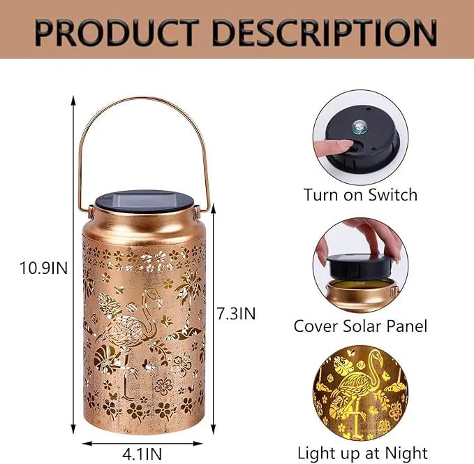 Flamingo Solar Lanterns Outdoor Waterproof, Metal Hanging Lights Decorations for Garden Yard Lawn Patio, Unique Flamingo Gifts for Women Mom Grandma Gardener for Mother'Day Christmas by GreenHaven Gardens