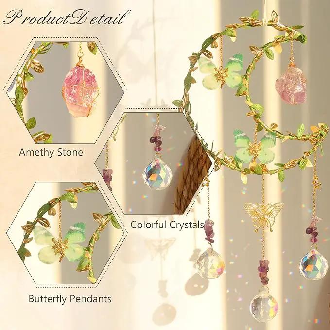 Suncatcher - Amethyst Moon Crystal Sun Catcher Window Hanging, Good Luck Charms Gifts for Women Chrismas Thanksgiving Birthday Crystal by GreenHaven Gardens