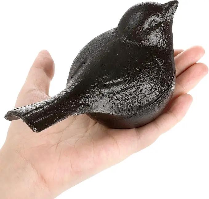 Cast Iron Key Hider, Bird Hide-a-Key Holder, Outdoor Small Garden Statues Ornament, Outside Spare Key Hider Figurine, Indoor Decoration Jewelry Trinkets Box for Ear Studs, Rings, Paper Clips by GreenHaven Gardens