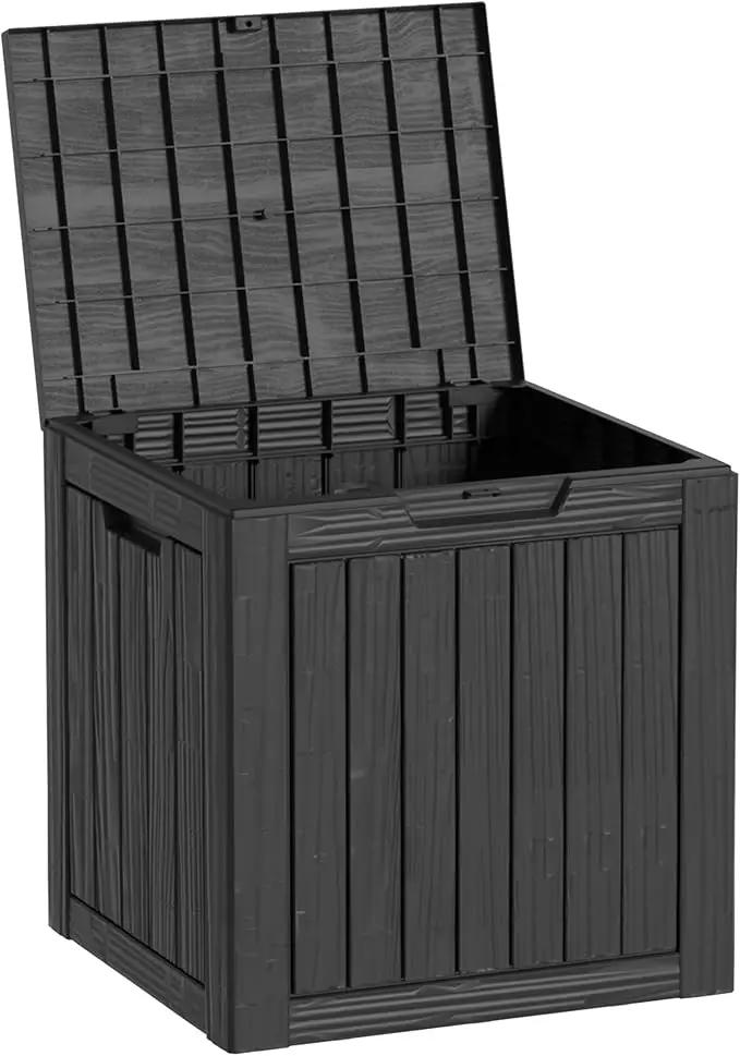 30 Gallon Waterproof Outdoor Storage Box - All-Weather Deck Box for Patio & Pool, Lockable Resin Patio Deck Box with UV Protection, Matte Black by GreenHaven Gardens