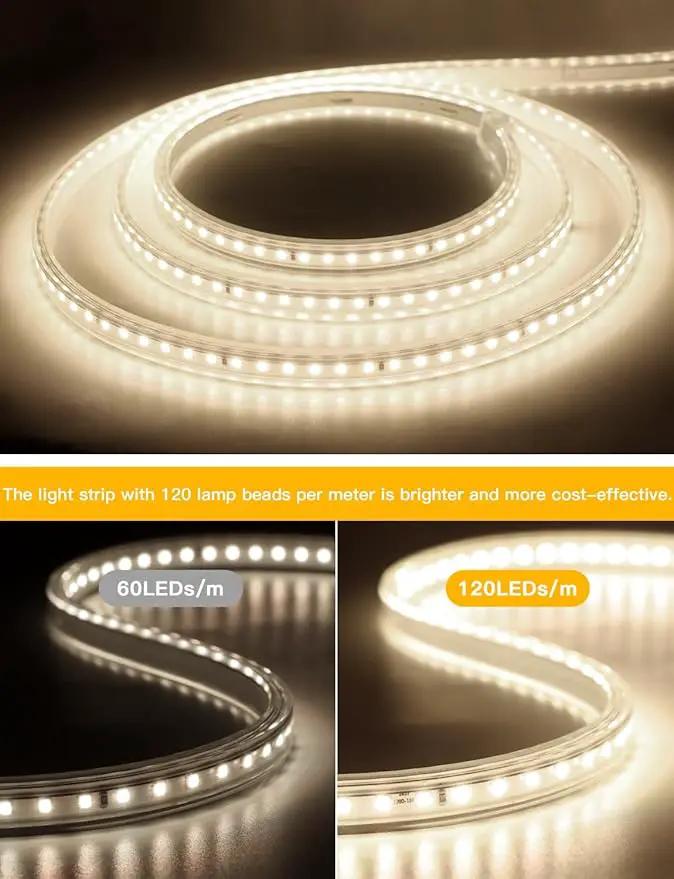 AIMENGTE Outdoor LED Strip Lights Plug in, Indoor Led Strip Lighting Waterproof, AC 110V, 240LEDs, 4000k Rope Lights for Garden, Patio, Living Room Cabinet Kitchen Mirror Lights (6.6ft, Daylight) by GreenHaven Gardens