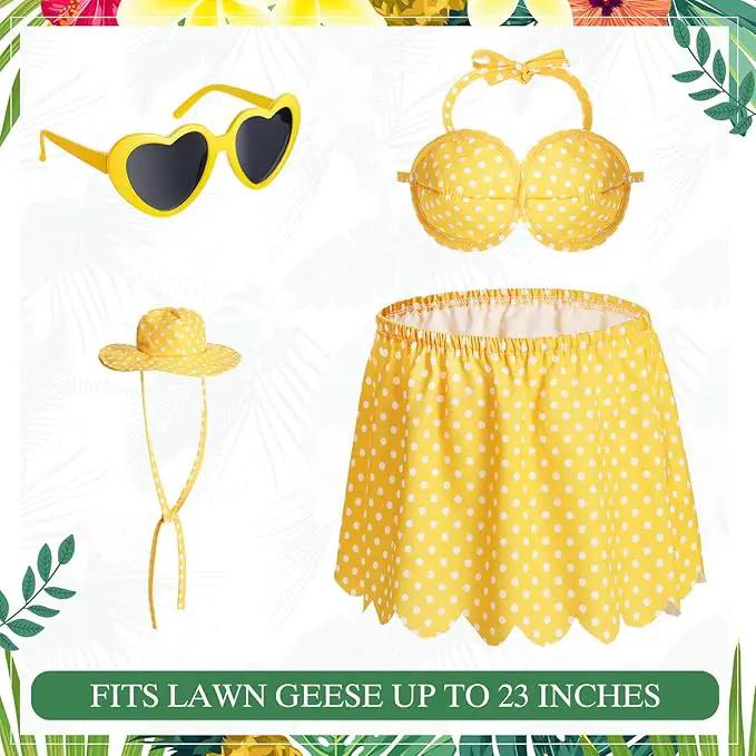 Bikini Goose Outfit Lawn Goose Clothing Porch Goose Outfits Summer Yard Goose Outfits Hawaiian Luau Goose Outfit for 23'' Lawn Goose Outdoor Decoration(Bikini,Yellow) by GreenHaven Gardens