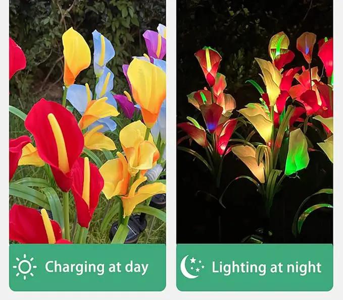 Veesee Solar Garden Lights - Outdoor Stake Lights with Calla Lily Design, Decorative for Lawn, Yard, Patio & Landscape (White, 2Pack) by GreenHaven Gardens