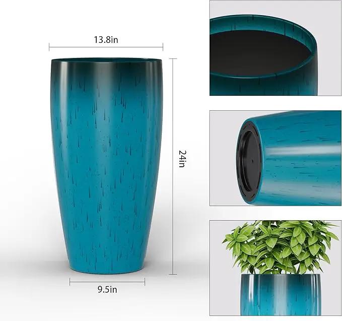 QCQHDU 24 inch Tall Planter for Indoor & Outdoor Plants, 2 Pack Sturdy Plant Flower Pots Modern Decor for Front Porch Patio Deck Living Room by GreenHaven Gardens
