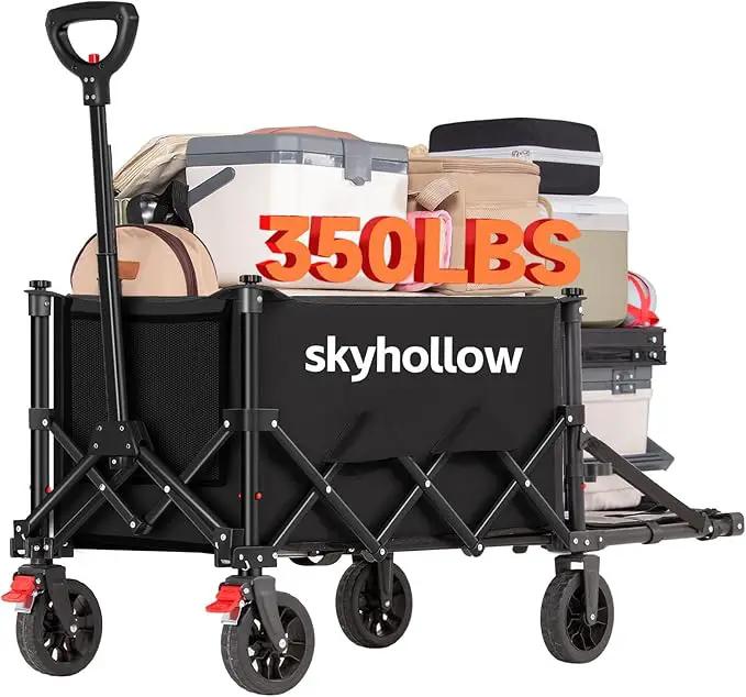 Collapsible Wagon Cart with Wheels Foldable,Folding Beach Wagons Carts Foldable for Grocery Shopping Camping Garden Fishing Sports by GreenHaven Gardens