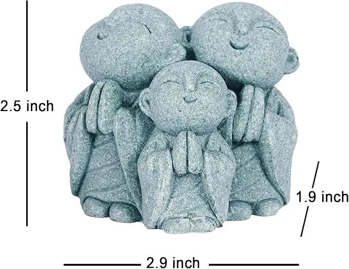 OwMell 3 Japanese Jizo Statue Stone Japanese Buddha Jizo Monk Statue Figurine Memorial Statue Aquarium Decoration Garden Outdoor Ornament 3" - Praying by GreenHaven Gardens