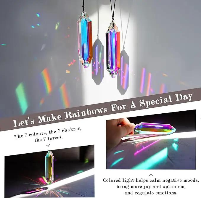 HDCRYSTALGIFTS 2 Pack 5" Large Crystal Suncatcher Prisms,AB Crystals for Sun Catchers,Rainbow Maker Hanging Prisms for Windows,Room,Chandelier,Garden Home Decor by GreenHaven Gardens