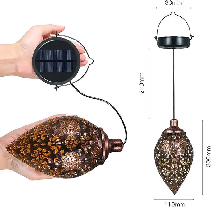 Hanging Solar Lights Solar Lantern LED Garden Lights Metal Lamp Waterproof for Outdoor Hanging Decor (2 Pack) by GreenHaven Gardens