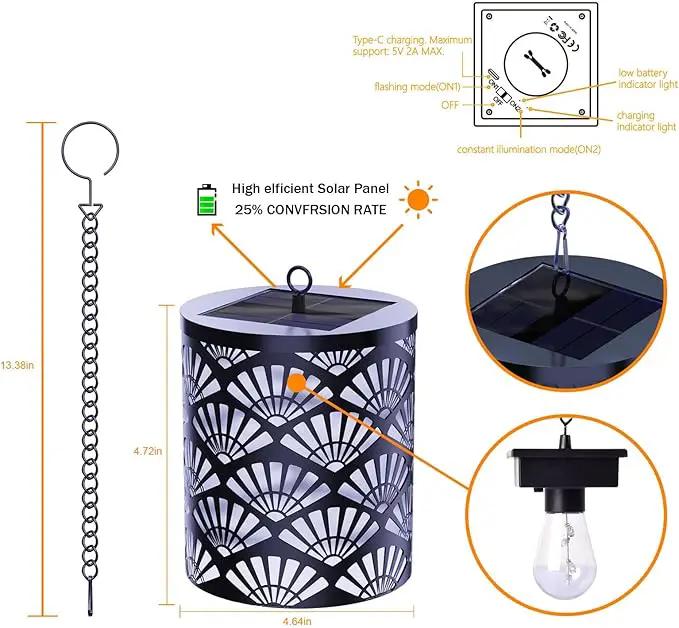 RGB Solar Lanterns Outdoor Waterproof Hanging Solar Lights Gifts for Men Women Metal Decorative LED Lanterns for Yard, Patio, Lawn, Tabletop, Pathway, Landscape, Garden Decor Fan Style(1 Pack) by GreenHaven Gardens