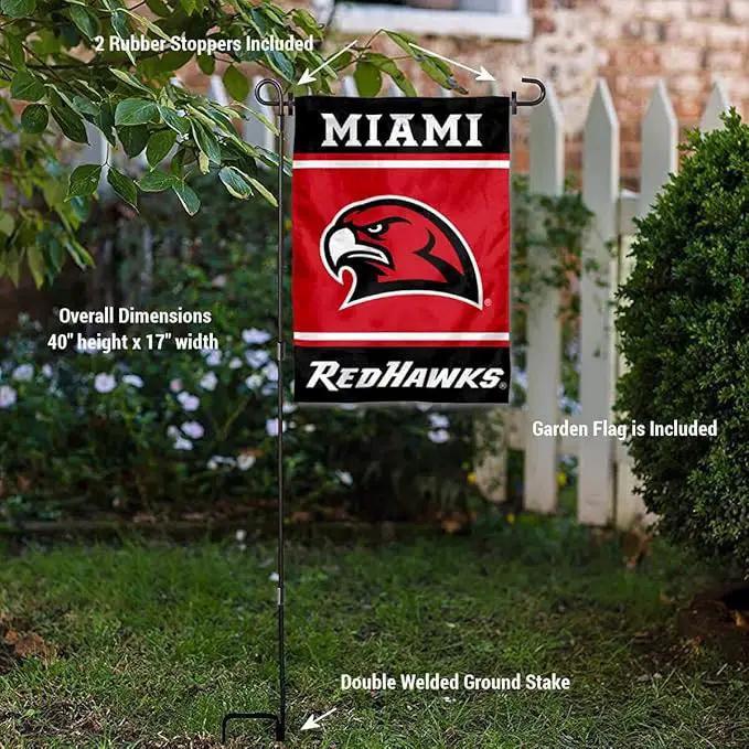 College Flags & Banners Co. Miami Redhawks Garden Flag with Stand Holder by GreenHaven Gardens