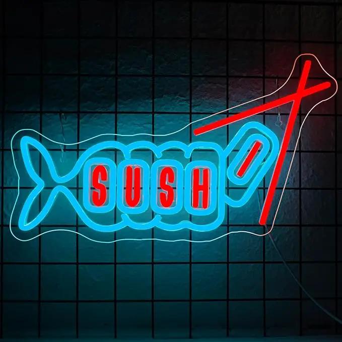 WLHOPE Sushi Fish Neon Sign Neon Signs for Wall Decor Dimmable Sushi Blue Pink Neon Lights LED Sign for Sushi Shop Restaurant Hoom Kitchen Party by GreenHaven Gardens