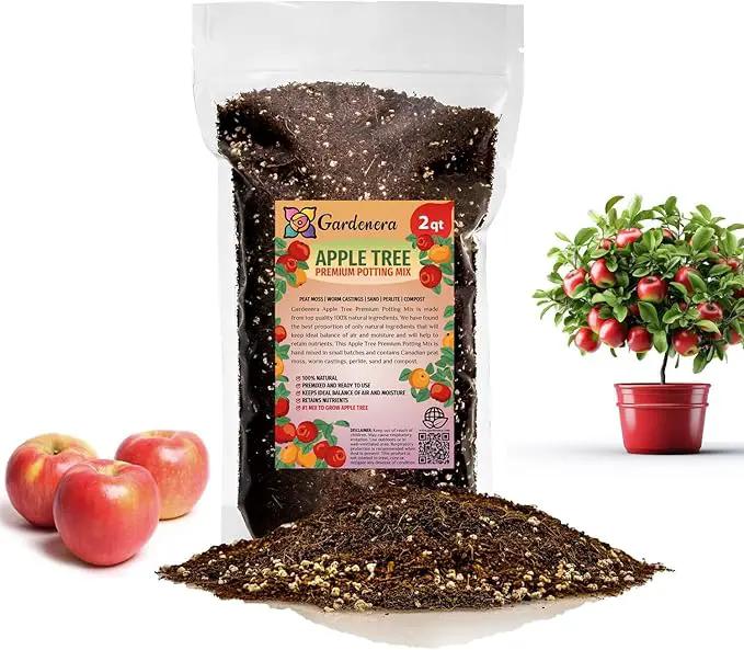 Premium Apple Potting Soil Mix - Optimal Nutrient-Rich Blend for Thriving and Juicy Apples - 2 Quart by GreenHaven Gardens