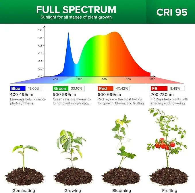 SANSI LED Grow Lights for Indoor Plants, Lifetime Free Bulb Replacement, 300W Full Spectrum Dual Gooseneck Clip Plant Grow Light, Plant Light with Timer 4/8/12 Hrs, High PPFD Growing Power Grow Lamp by GreenHaven Gardens