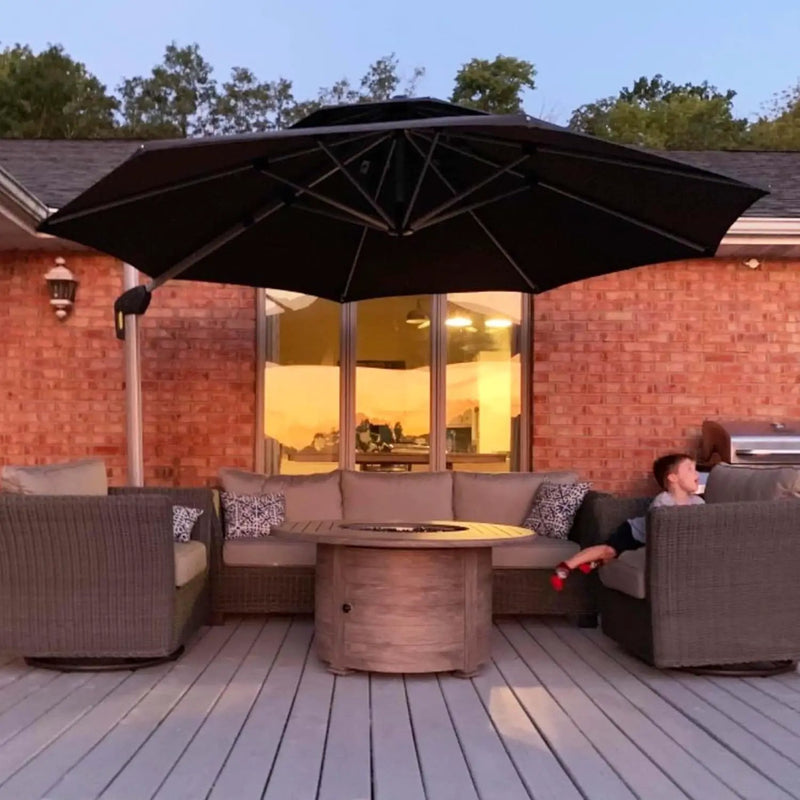 PURPLE LEAF 11 Feet Patio Umbrella Outdoor Round Umbrella Large Cantilever Umbrella Windproof Offset Heavy Duty Sun for Garden Deck Pool Patio, Grey by GreenHaven Gardens