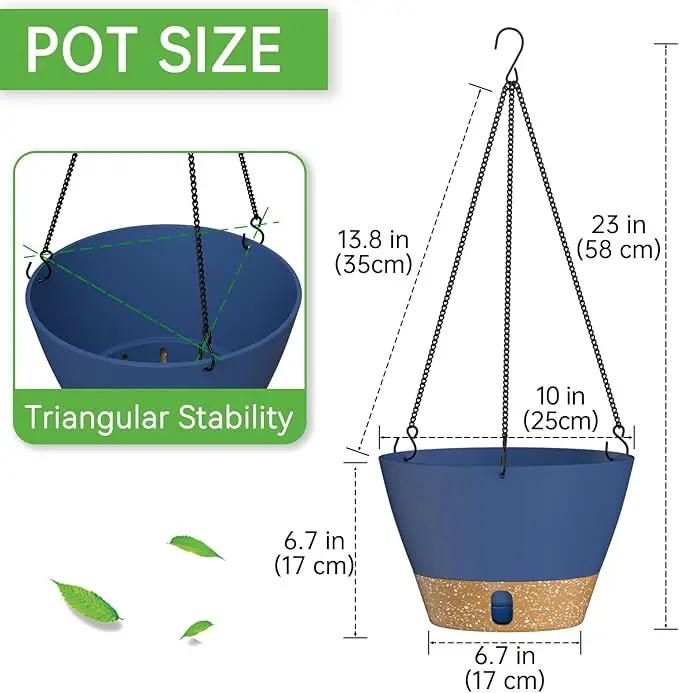 ZMTECH Hanging Planters for Indoor Plants Set of 2 Self Watering Hanging Pots Hanging Baskets Hanging Flower Pots for Outdoor Hanging Plants(10 Inch, Blue) by GreenHaven Gardens