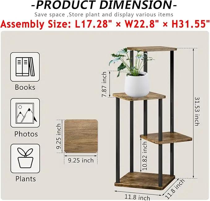 AZERPIAN Plant Stand 4 Tier Indoor Metal Flower Shelf for Multiple Plants Corner Tall Flower Holders for Patio Garden Living Room Balcony Bedroom, Black (4 Tier-Black) by GreenHaven Gardens
