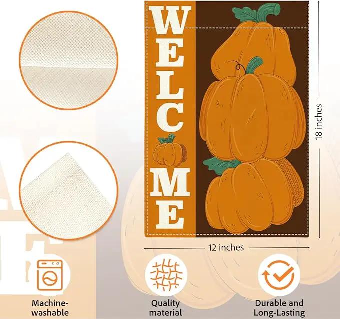 Welcome Fall Garden Flag Autumn Pumpkin Garden Flag 12x18 Inch Double Sided Fall Thanksgiving Holiday Decorations for Yard Home Porch Patio (Flay 1812) by GreenHaven Gardens