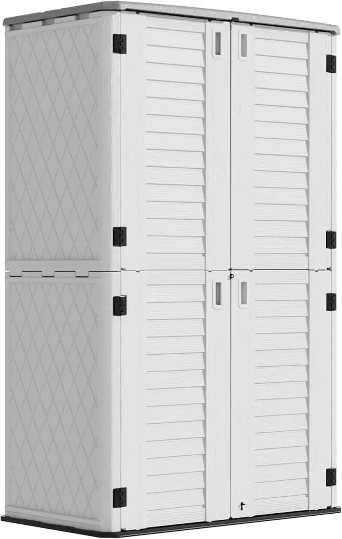 Outdoor Storage Cabinet Waterproof,Resin Vertical Storage Shed Lockable, 66 Cubic Feet Outdoor Storage Box for Garden/Backyard/Home/Pool