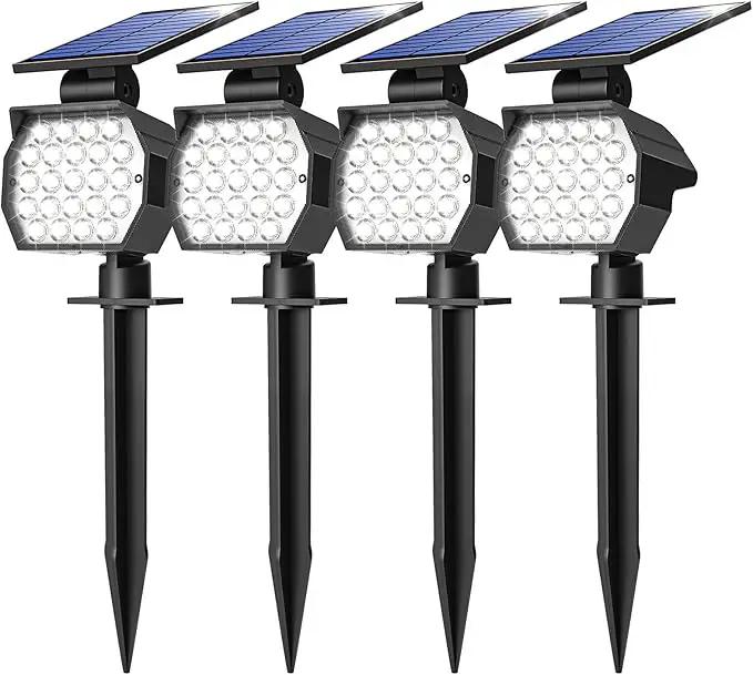 NIORSUN Solar Spot Lights Outdoor,23 LEDs Landscape Lighting with Auto On/Off and 3 Lighting Modes, IP67 Waterproof Spotlights,Outdoor Solar Lights for Yard Garden,4 Pack(Cool White) by GreenHaven Gardens