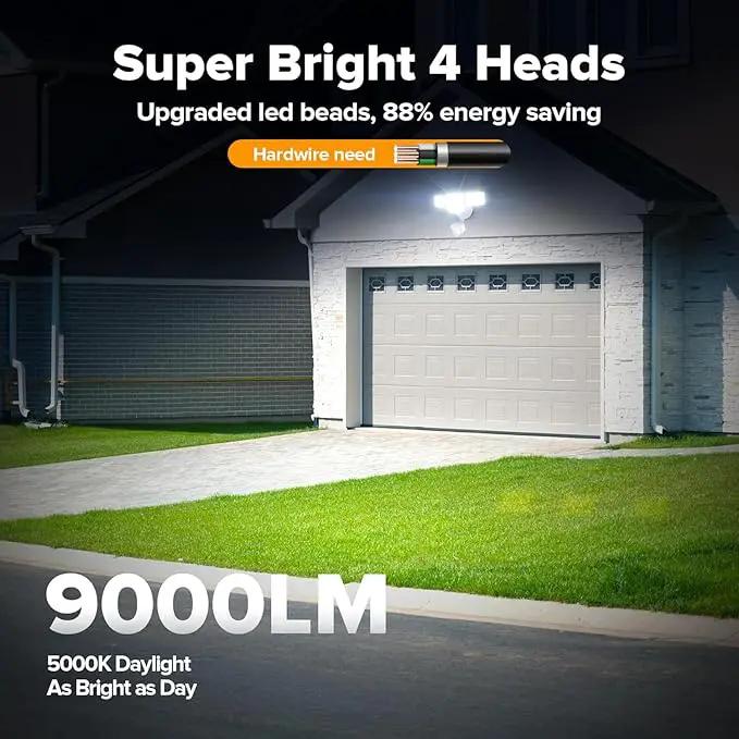 LUTEC 80W 9000LM LED Security Light Motion Sensor Outdoor Lights, 4 Head LED Flood Lights Outdoor 5000K Daylight, IP65 Waterproof, Motion Detected Lights for Outside, House, Garage, Yard (White) by GreenHaven Gardens