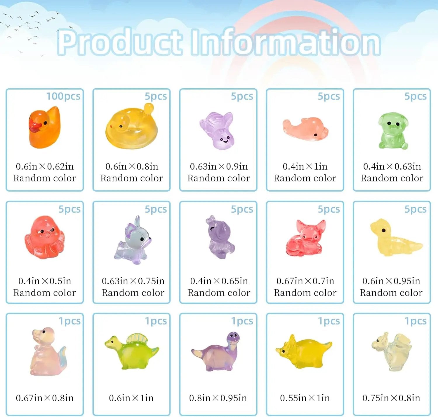 150 pcs Luminous Mini Resin Animal, Resin Ducks Figurines Glow in The Dark for Fairy Garden Accessories Miniature Figurines Aquarium Potted Decor - 11 Styles by GreenHaven Gardens