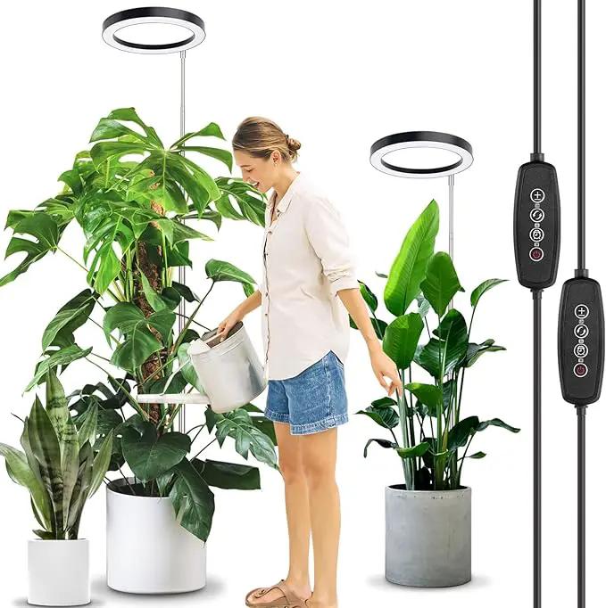 LORDEM 10" Full Spectrum Plant Light, 160 LEDs Large Grow Light for Indoor Tall Plants, Growing Lamp with 4/8/12H Auto Timer, 10 Dimmable Levels, 3 Spectrum Modes, 61" Height Adjustable, Pack of 2 by GreenHaven Gardens