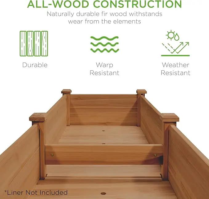 Best Choice Products 72x23x30in Raised Garden Bed, Elevated Wood Planter Box Stand for Backyard, Patio, Balcony w/Divider Panel, 6 Legs, 300lb Capacity - Acorn Brown by GreenHaven Gardens