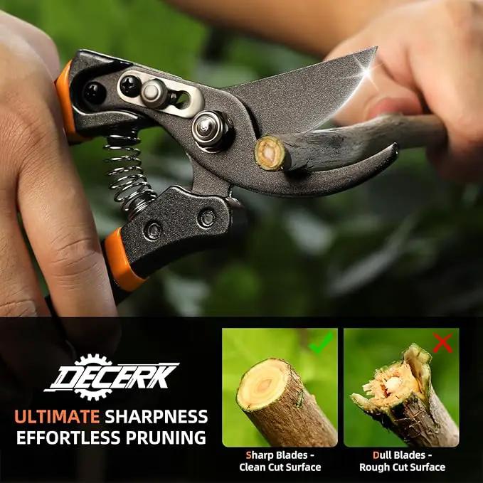 Pruning Shears for Gardening, 8.5" Professional Bypass Garden Scissors & Hedge Clippers for Branch, Plant Trimming, Heavy Duty Hand Pruner【Titanium Blade】【Arthritis Friendly】【Ergonomic Handle】 by GreenHaven Gardens