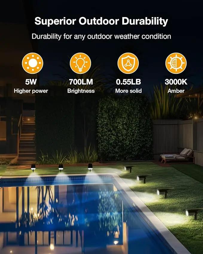 Solar Power Spotlight Outdoor Waterproof Landscape LED Accent Lighting for Yard, Tree, Plants, Walls, Path, Garden, Statues, Adjustable Brightness,Dusk to Dawn Long Lasting 6 Pack Cool White by GreenHaven Gardens