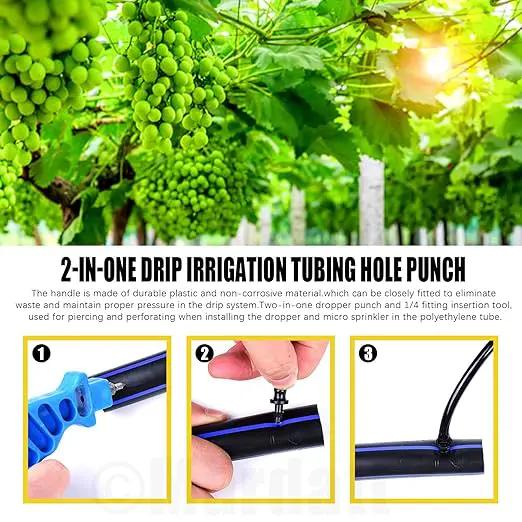 32Pcs Drip Irrigation Tubing Hole Punch & Fitting Insertion Tool with 1/2" 3/8” Drip Tube Closure Connectors End Cap Plugs for 5/8" 25/32" 1" Pipe Garden Greenhouse Agricultural Watering by GreenHaven Gardens