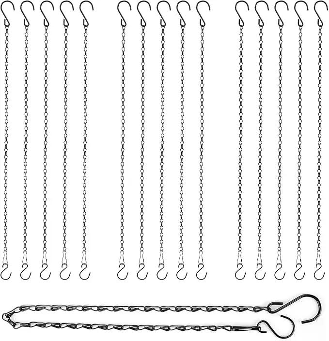 RIFNY Hanging Chains with Hooks, 15 Pieces 24 Inch Black Chain for Hanging Bird Feeders Planters Baskets Billboards Lanterns Wind Chimes Ornaments Outdoor/Indoor Use (24 inch 15pcs) by GreenHaven Gardens