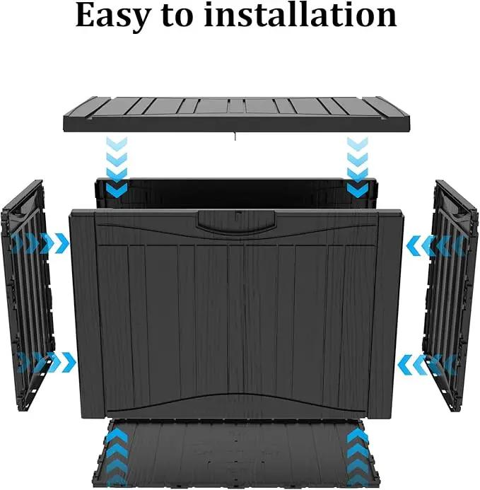 50 Gallon Outdoor Storage Box Waterproof Lockable Resin Deck Box Large, Patio Storage Bin for Pool Accessories Cushion Furniture, Garden Tools, UV-Resistant Outside Delivery Black by GreenHaven Gardens
