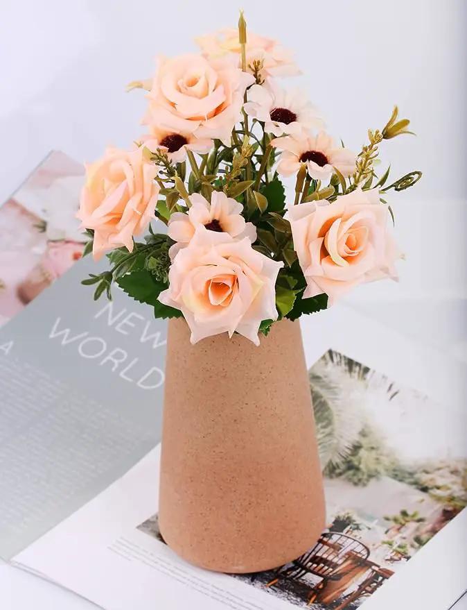 Simple Vase for Flowers Plants, Matte Vases for Modern Table Shelf Home Decor Wedding Boho Decor, 6" H Frosted Elegant Ceramic Vase for Pampas Grass Fluffy Stem Bouquet Lavender Flowers (Brown, 1) by GreenHaven Gardens